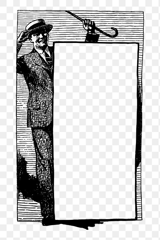 Man in suit frame png sticker illustration, transparent background. Free public domain CC0 image.