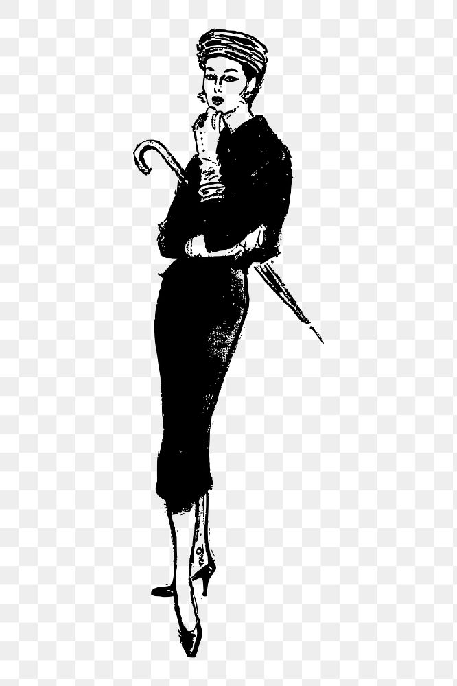 Lady in black dress png sticker illustration, transparent background. Free public domain CC0 image.
