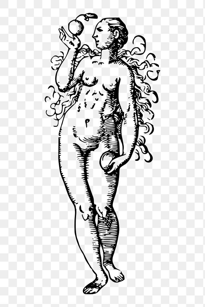 Naked Eve png sticker illustration, transparent background. Free public domain CC0 image.