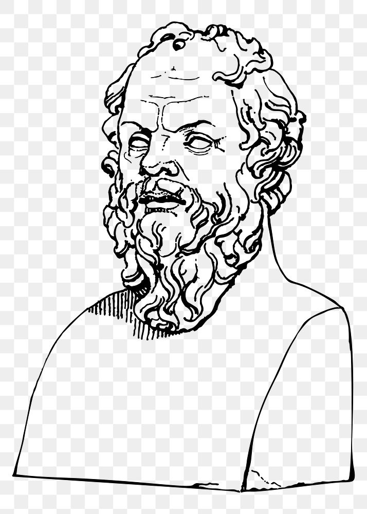 Socrates bust png sticker illustration, transparent background. Free public domain CC0 image.