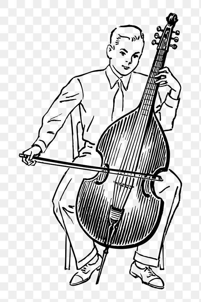 Boy playing viol png sticker illustration, transparent background. Free public domain CC0 image.