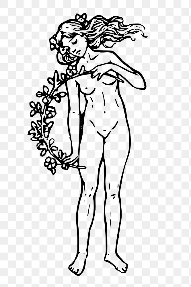 Naked girl png sticker illustration, transparent background. Free public domain CC0 image.