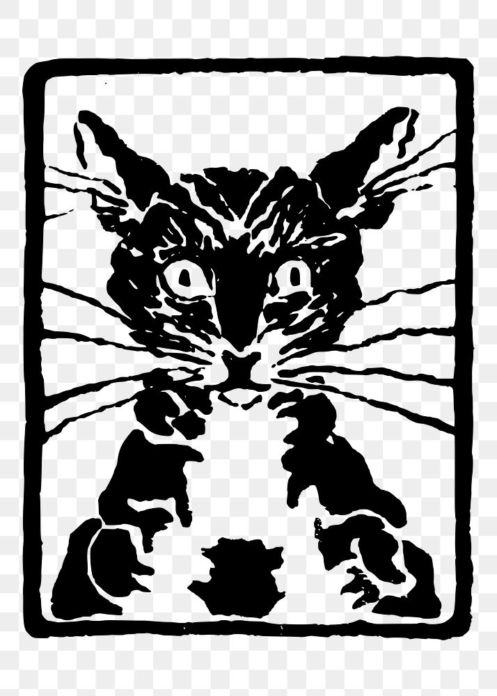 Cat stamp png sticker illustration, transparent background. Free public domain CC0 image.