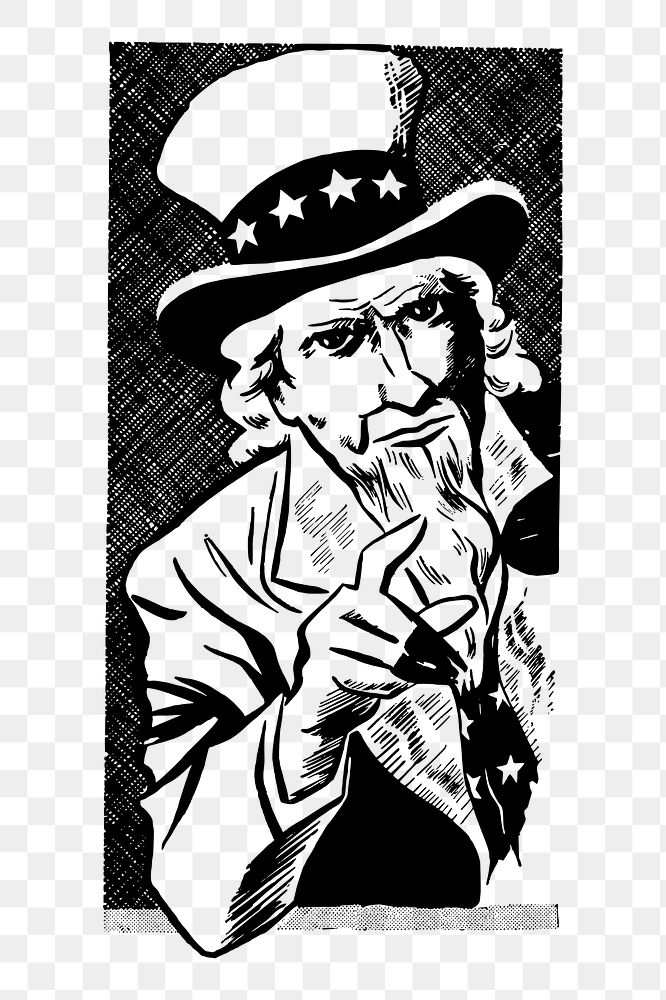 Uncle Sam png sticker, vintage illustration, transparent background. Free public domain CC0 image.