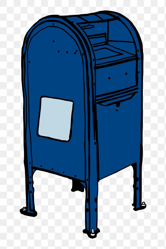 Blue post box png sticker, vintage illustration, transparent background. Free public domain CC0 image.