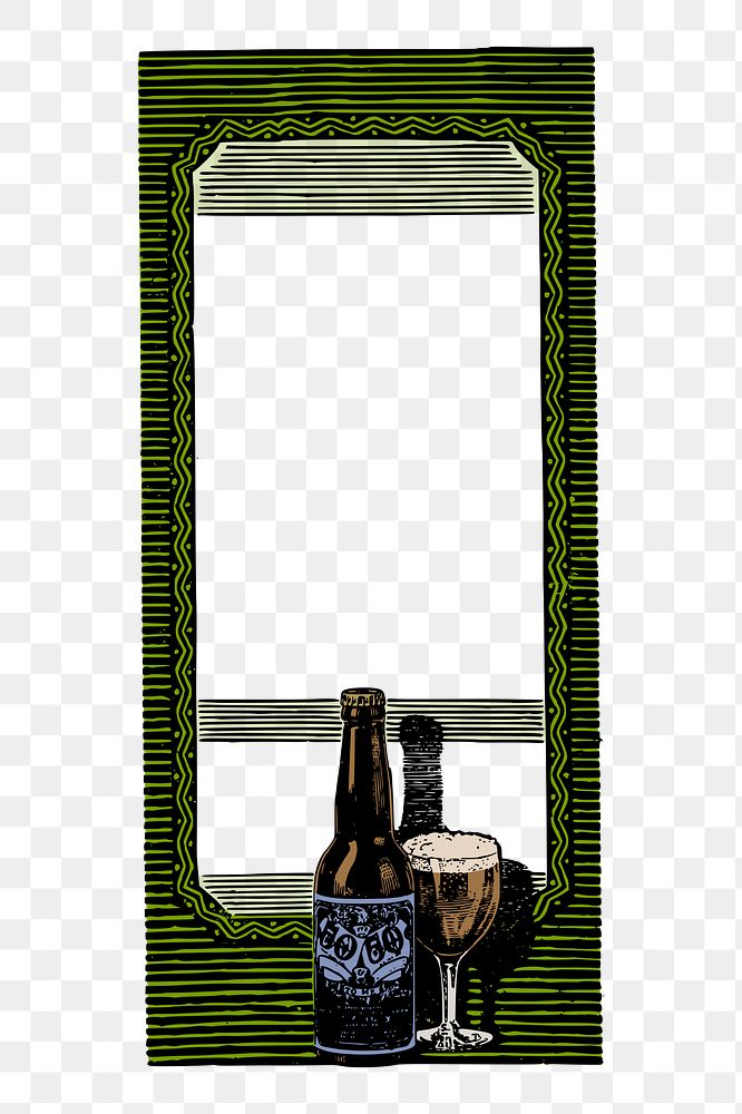 Alcohol frame png sticker, vintage illustration, transparent background. Free public domain CC0 image.