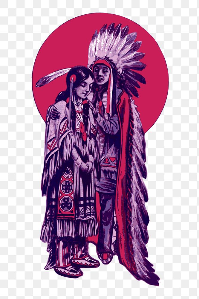 Native American png sticker, vintage illustration, transparent background. Free public domain CC0 image.