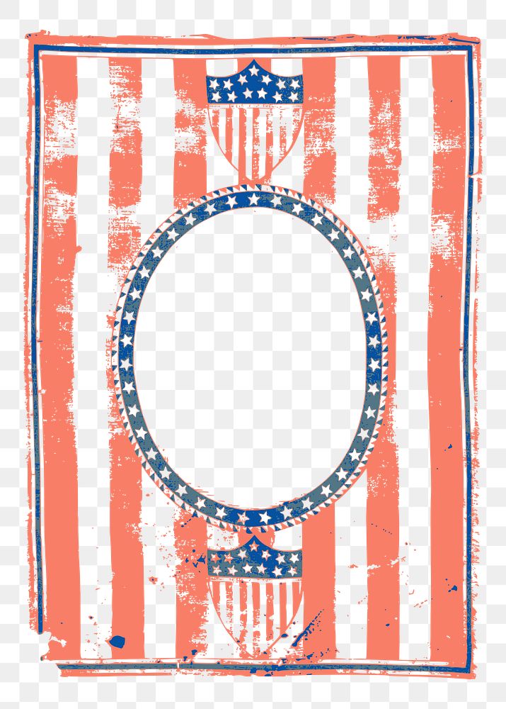 American patriotic frame png sticker, vintage illustration, transparent background. Free public domain CC0 image.