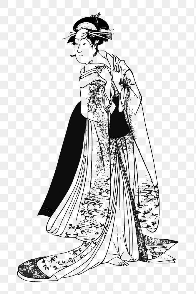 Kimono Lady png sticker illustration, transparent background. Free public domain CC0 image.