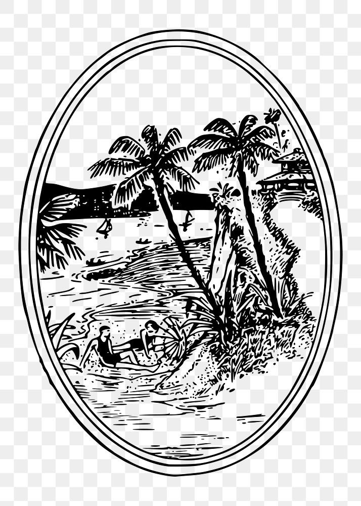 Tropical beach png sticker illustration, transparent background. Free public domain CC0 image.