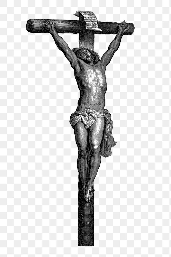 Jesus Christ crucifix png sticker illustration, transparent background. Free public domain CC0 image.