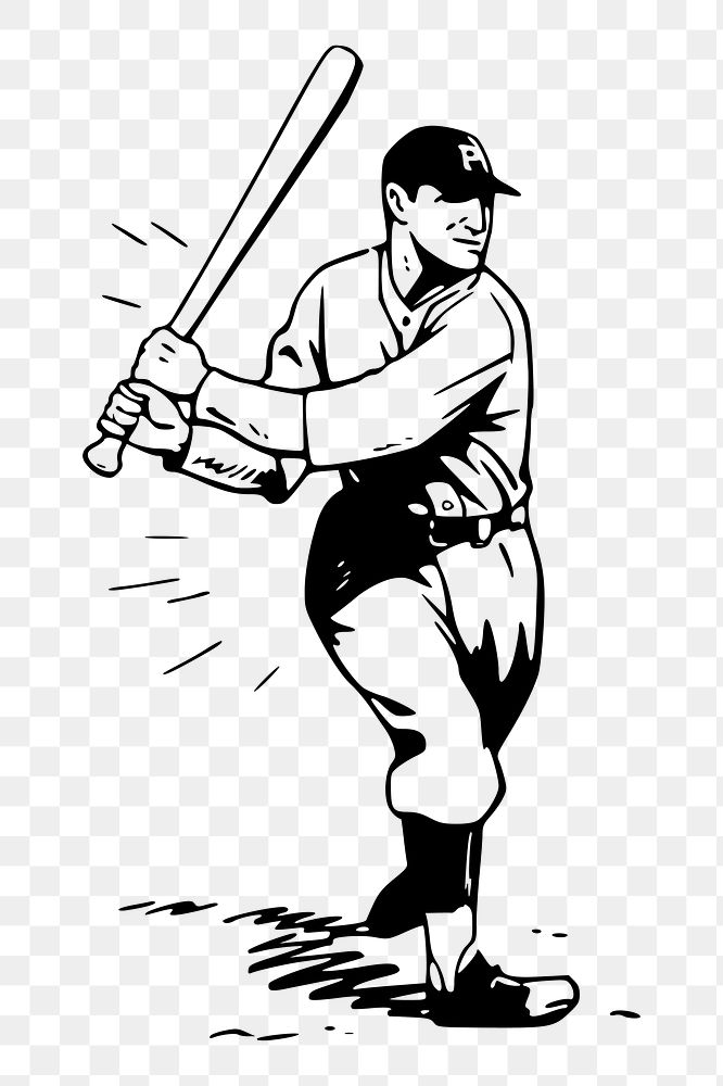 Baseball player png sticker illustration, transparent background. Free public domain CC0 image.