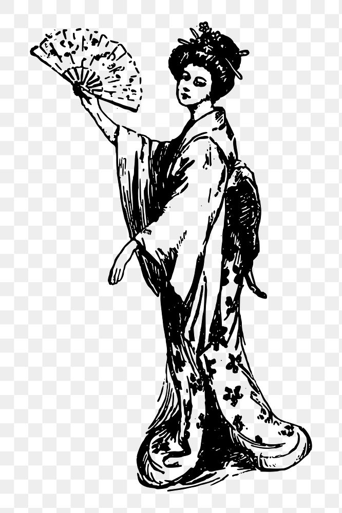 Kimono lady png sticker illustration, transparent background. Free public domain CC0 image.