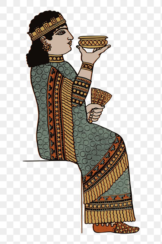 Assyrian clothes png sticker illustration, transparent background. Free public domain CC0 image.