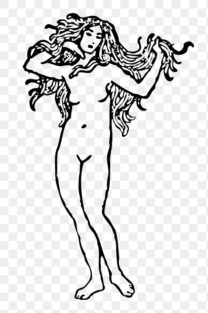 Naked woman png sticker illustration, transparent background. Free public domain CC0 image.