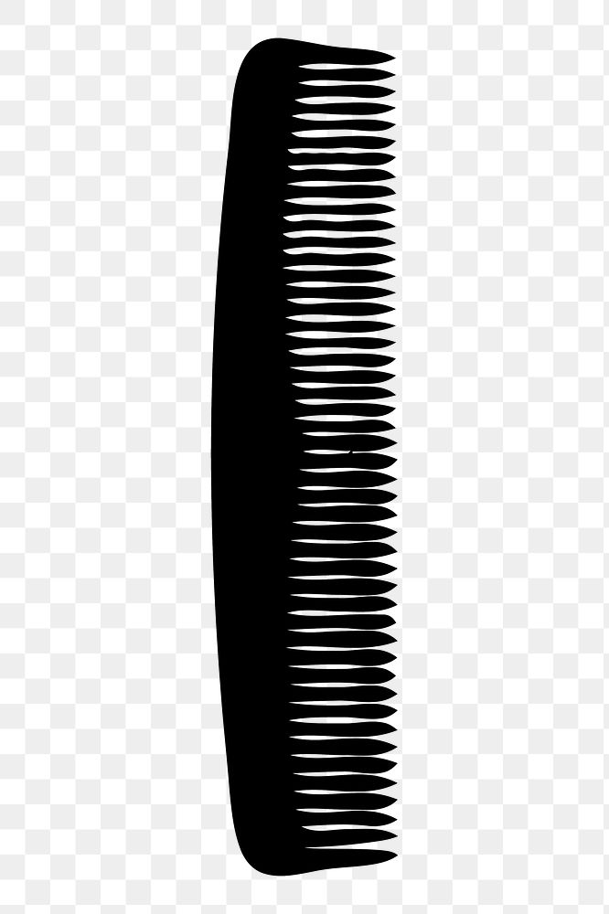 Comb silhouette png sticker, salon tool illustration, transparent background. Free public domain CC0 image