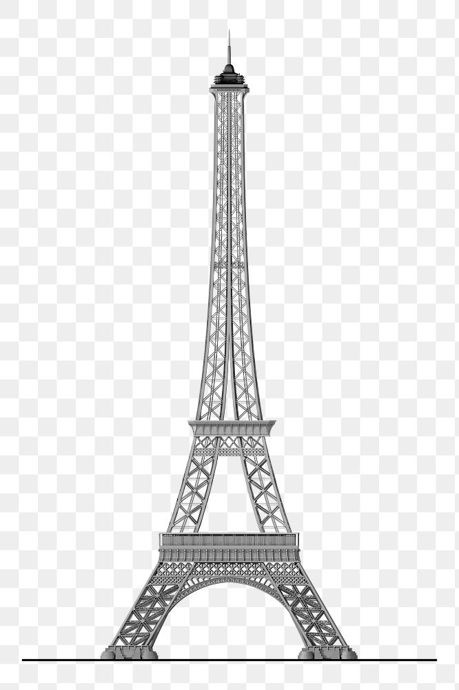 Paris Eiffel Tower png sticker, architecture illustration, transparent background. Free public domain CC0 image