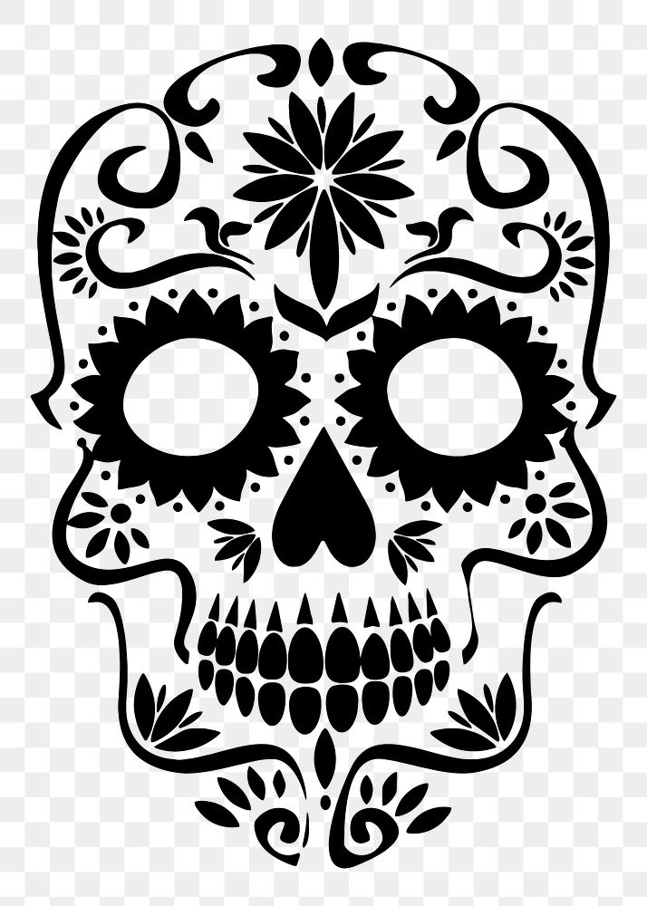 Mexican skull png sticker, Day of the Dead transparent background. Free public domain CC0 image.