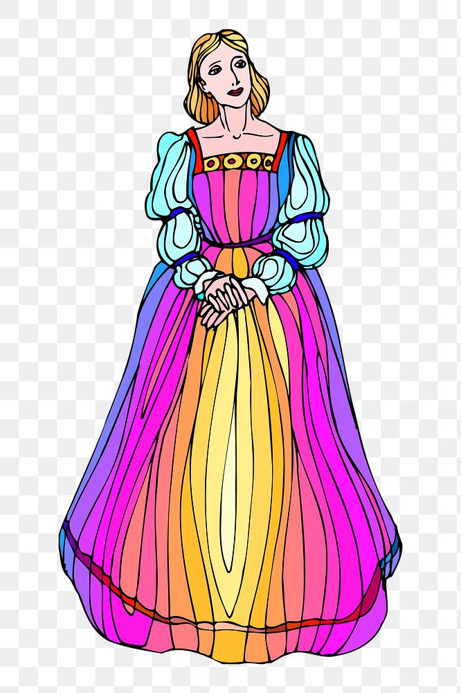 Princess png sticker, transparent background. Free public domain CC0 image.