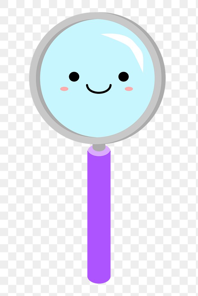 Png cute magnifying glass  sticker, transparent background. Free public domain CC0 image.
