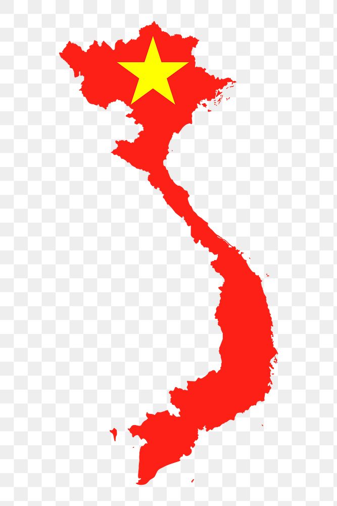 Png Vietnam flag map sticker, transparent background. Free public domain CC0 image.