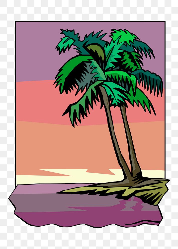 Palm tree png sticker, tropical beach illustration, transparent background. Free public domain CC0 image