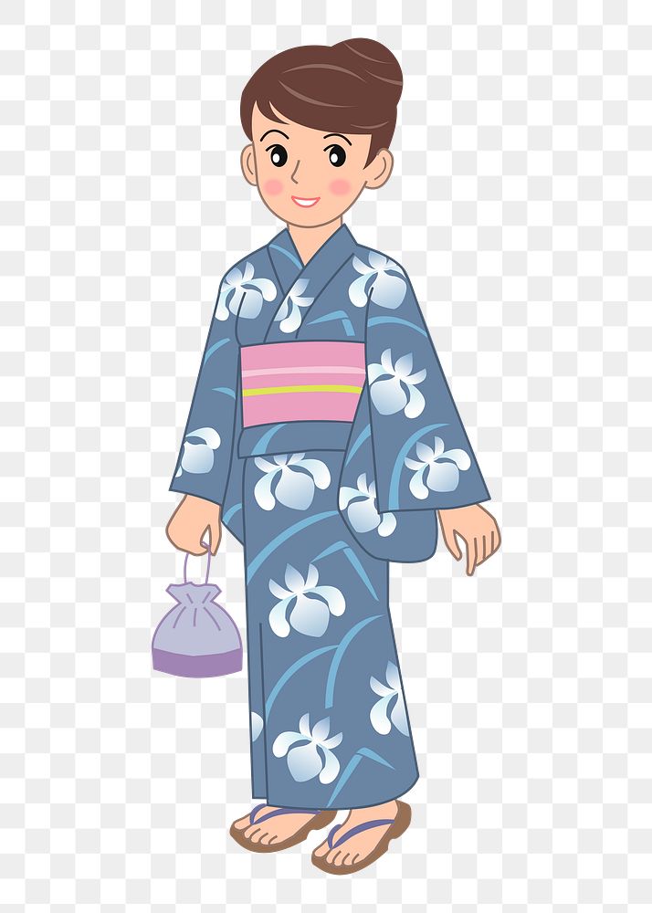 Japanese kimono girl png sticker, transparent background. Free public domain CC0 image