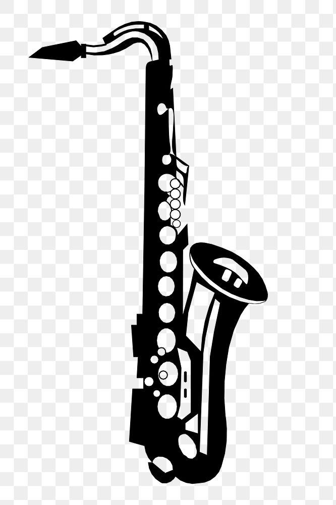 Saxophone silhouette png sticker music instrument illustration, transparent background. 