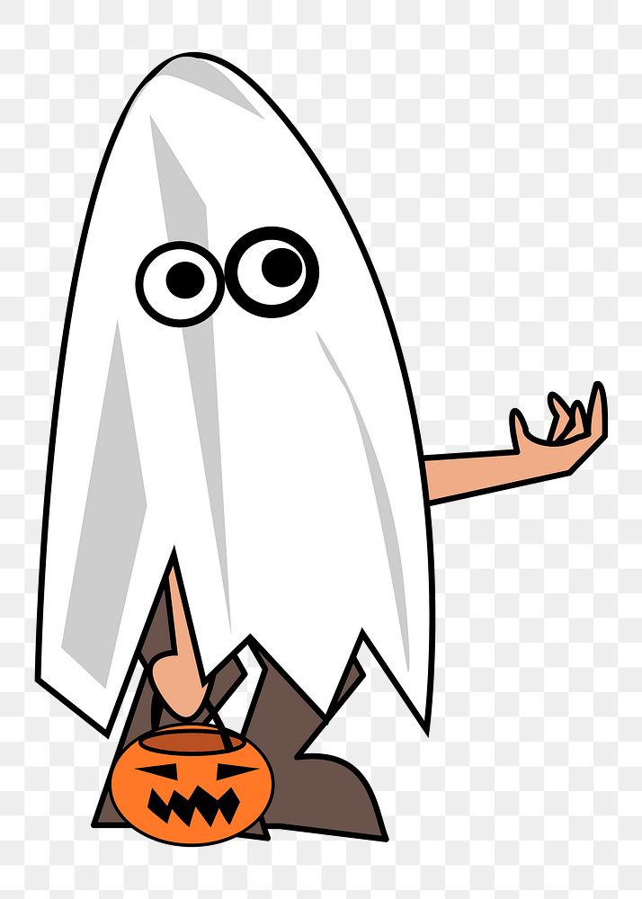 Ghost costume png sticker Halloween illustration, transparent background. Free public domain CC0 image.