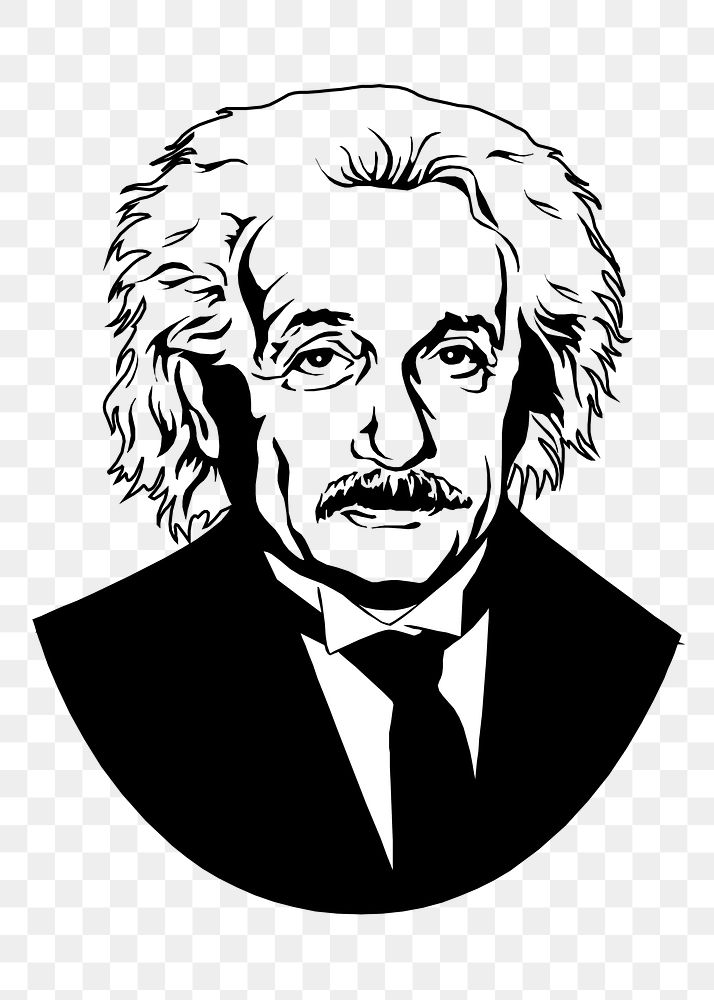 Albert Einstein png sticker, physicist portrait illustration on transparent background. Free public domain CC0 image.