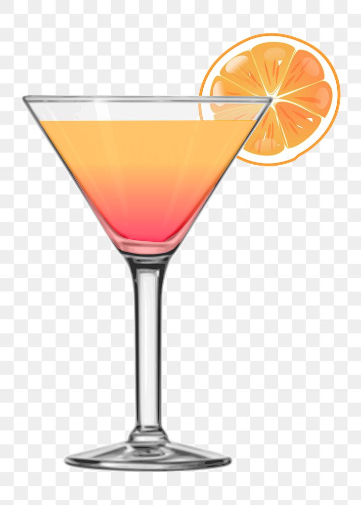 Tequila sunrise png sticker cocktail illustration, transparent background. Free public domain CC0 image.