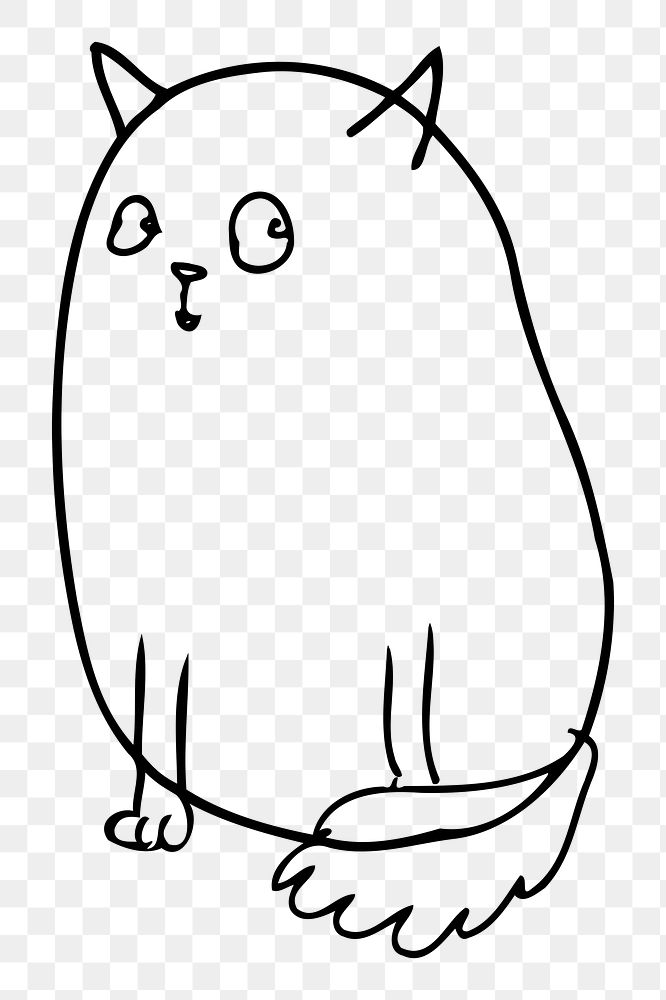 Cat cartoon  png sticker, black and white illustration, transparent background. Free public domain CC0 image.