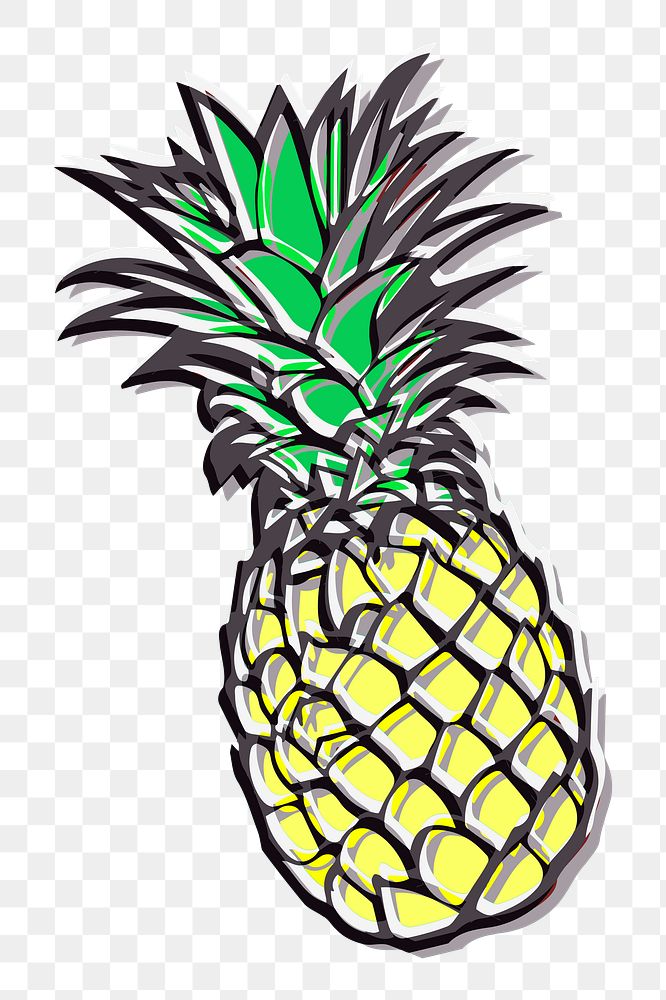 Pineapple png sticker fruit illustration, transparent background. Free public domain CC0 image.