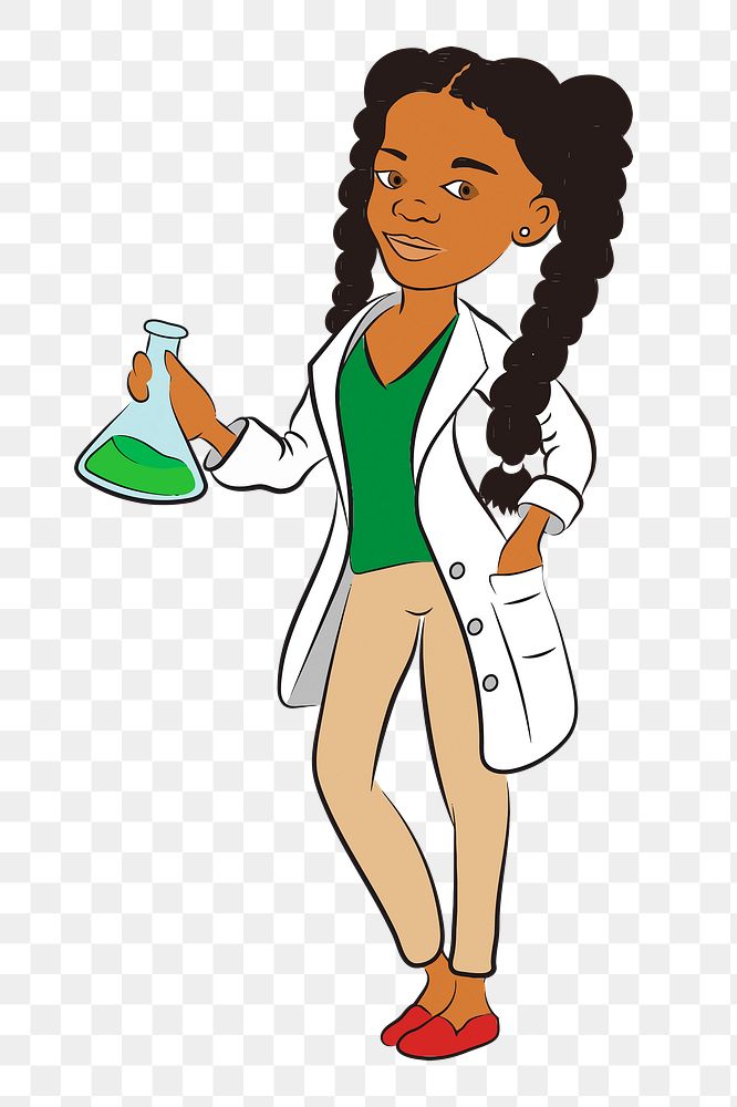 Female chemist  png sticker, transparent background. Free public domain CC0 image.