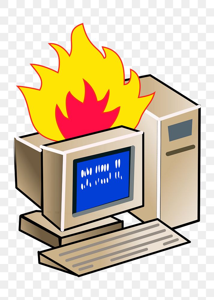 Computer fire png sticker, transparent background. Free public domain CC0 image.