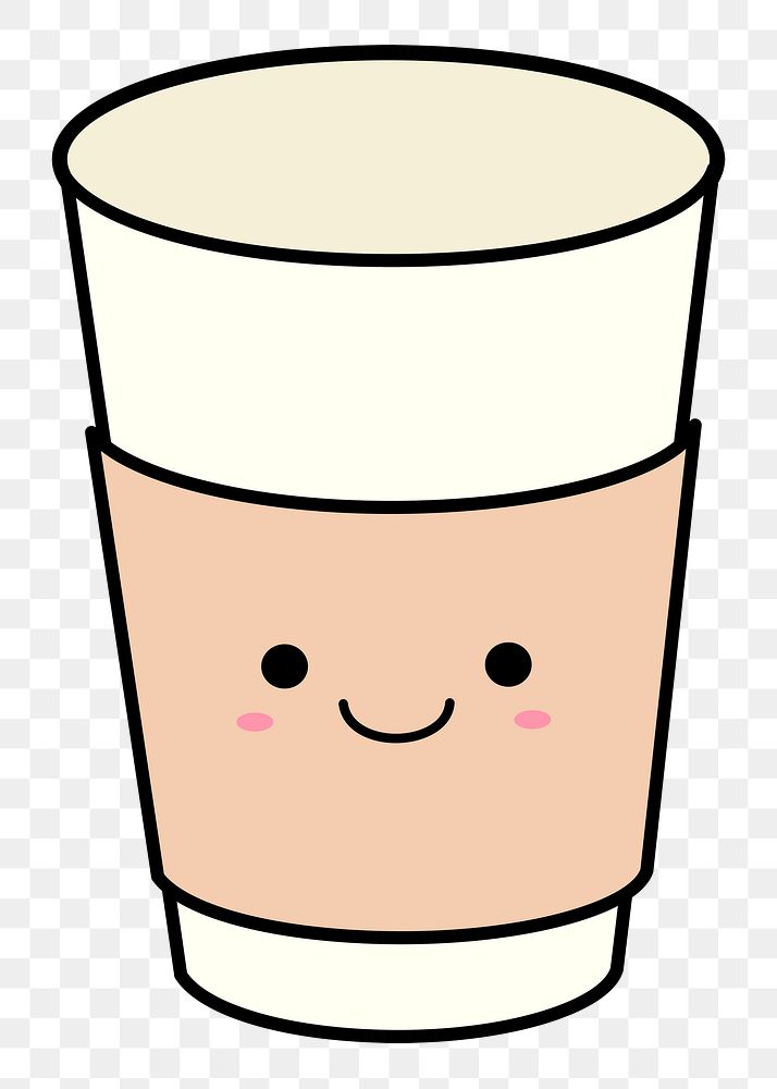 Smiling cup png sticker, transparent background. Free public domain CC0 image.