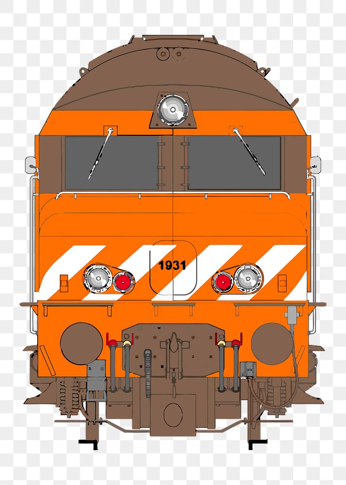 Png train front view sticker, transparent background. Free public domain CC0 image.