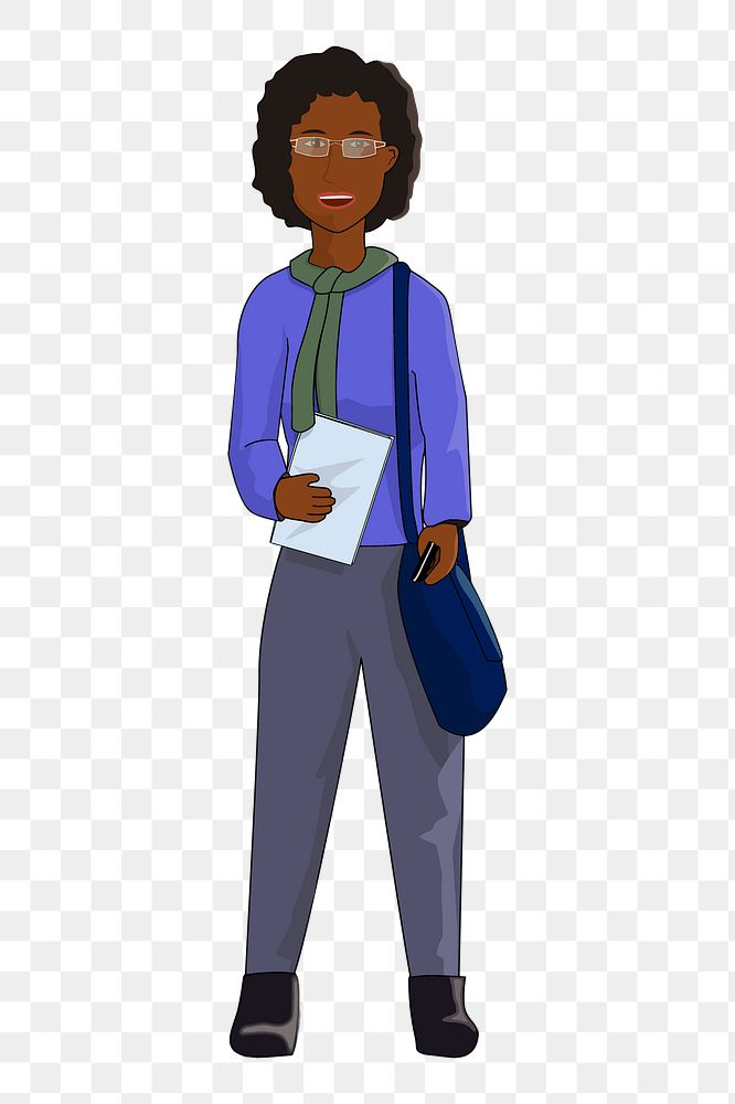 Female student png sticker, transparent background. Free public domain CC0 image.