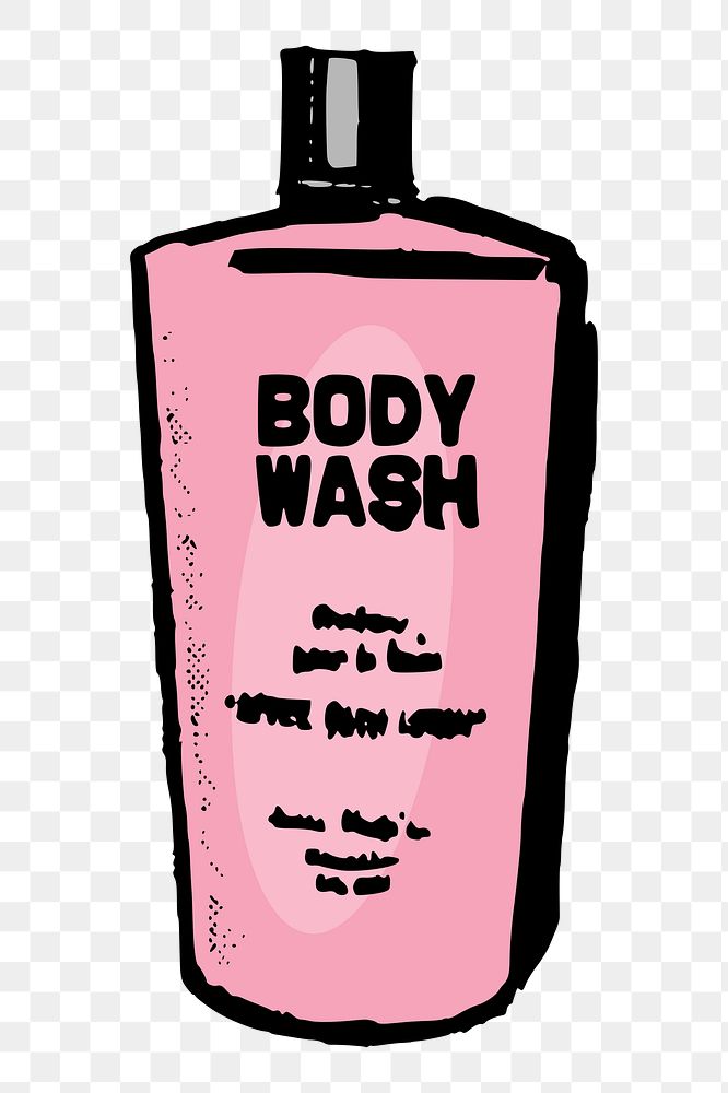 Body wash bottle png sticker beauty product illustration, transparent background. Free public domain CC0 image.