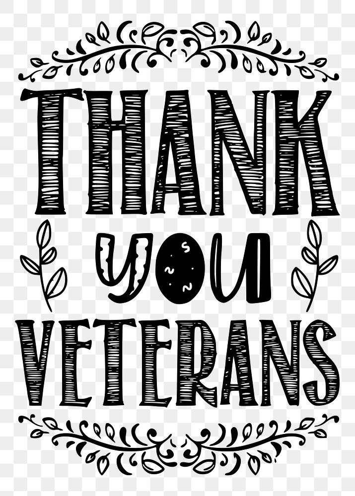 Thank you veterans png sticker text illustration, transparent background. Free public domain CC0 image.