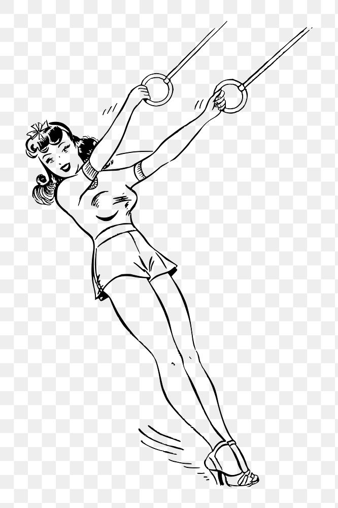 Female gymnast png sticker cartoon character illustration, transparent background. Free public domain CC0 image.
