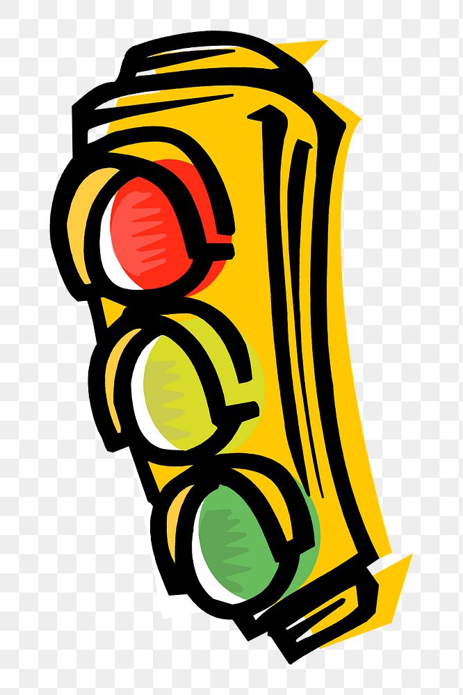 Traffic light png sticker pop art illustration, transparent background. Free public domain CC0 image.
