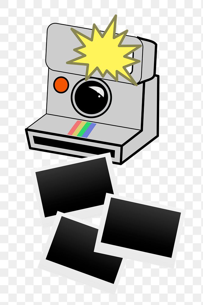 Instant camera png sticker analog illustration, transparent background. Free public domain CC0 image.