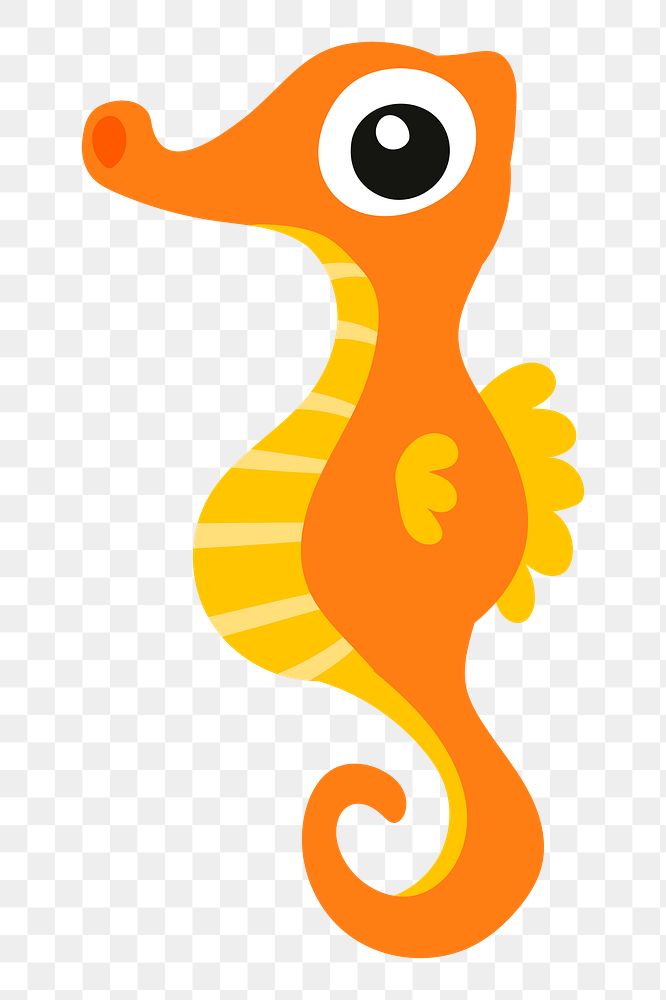 Orange seahorse png sticker animal illustration, transparent background. Free public domain CC0 image.