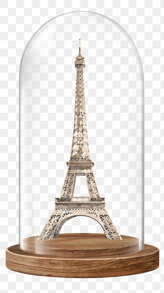 Eiffel Tower png glass dome sticker, Paris travel landmark concept art, transparent background