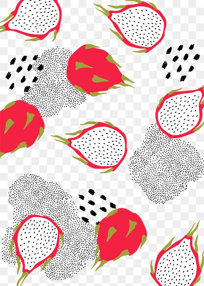 Dragon fruit pattern png transparent background