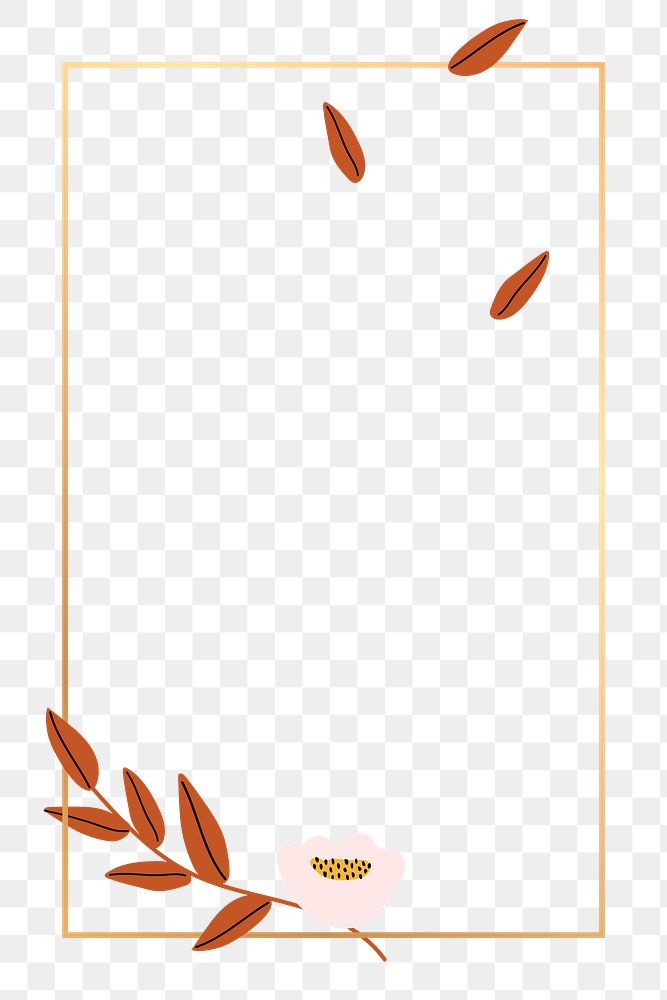 Autumn doodle png frame, aesthetic floral, transparent background