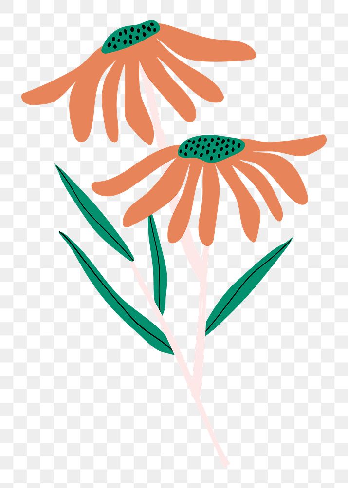 Aesthetic daisy png sticker, Autumn flower doodle, transparent background