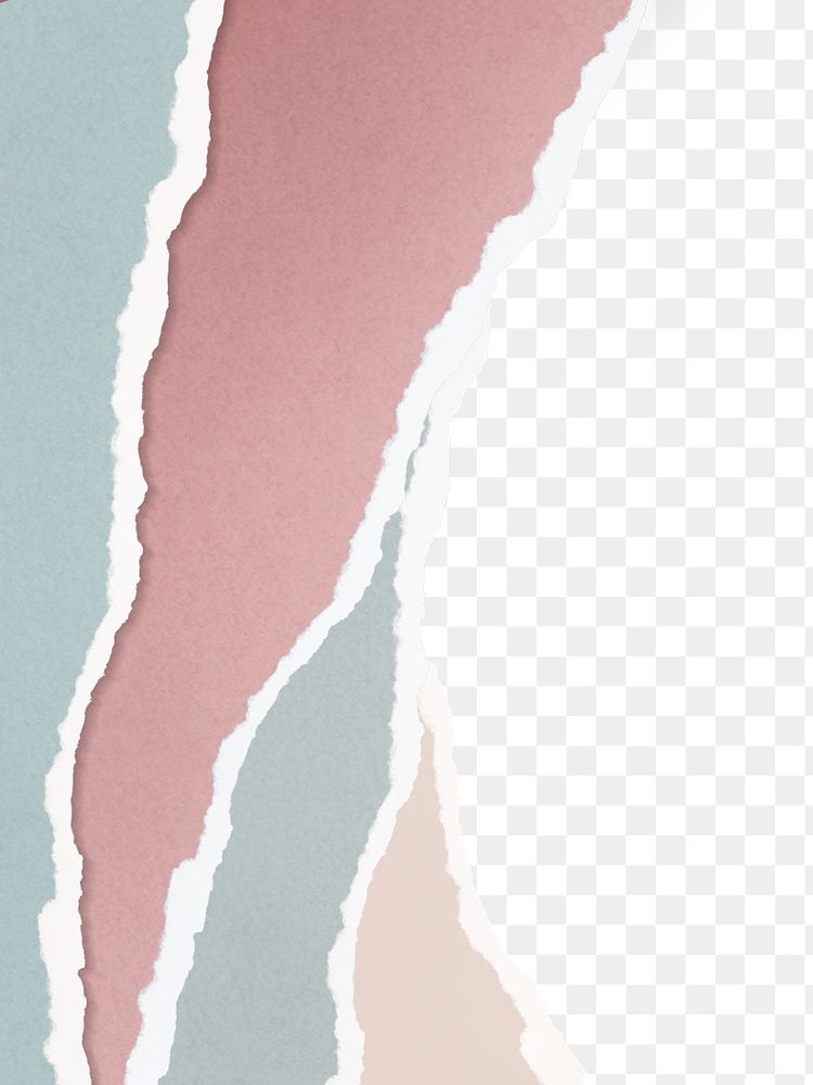 Pastel tones png border, torn paper design, transparent background