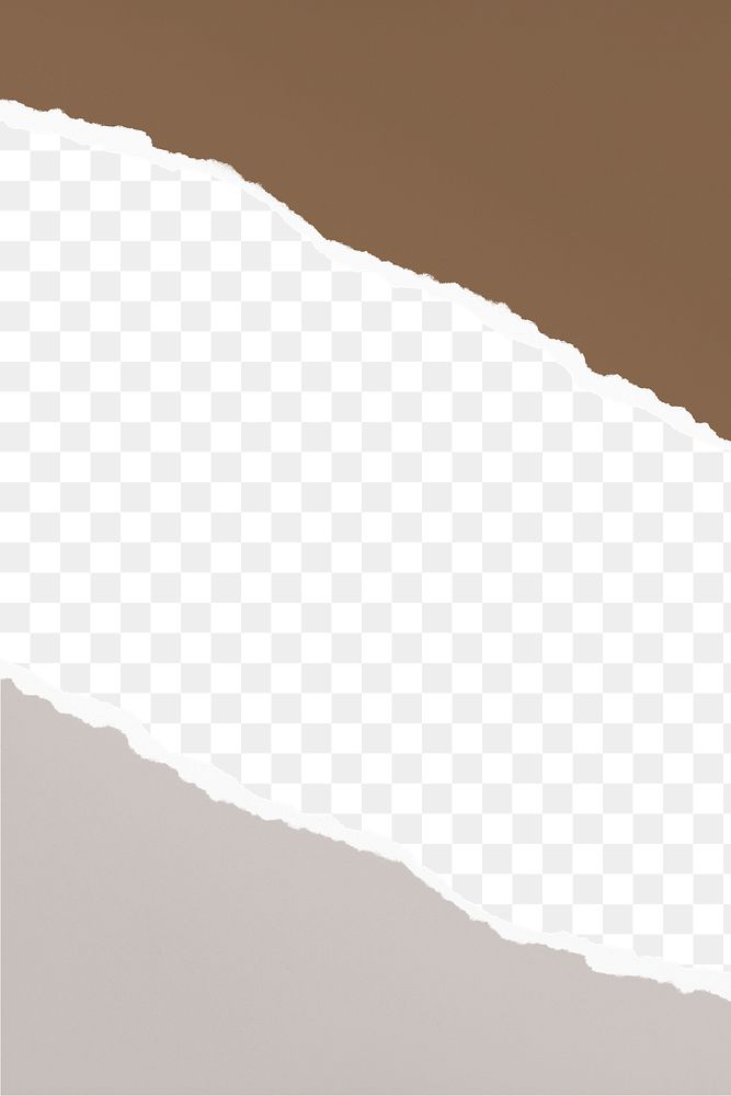 Earth tone png border, torn paper design, transparent background